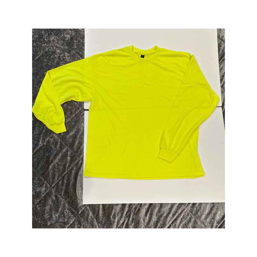 Gildan Long Sleeve Shirt Men's XL Neon Yellow - Never Worn